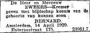 Klik voor foto in apart venster geboorteadvertentie_bernardus_zweers.jpg