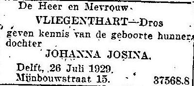Klik voor foto in apart venster geboorteadvertentie_johanna_josina_vliegenthart.jpg