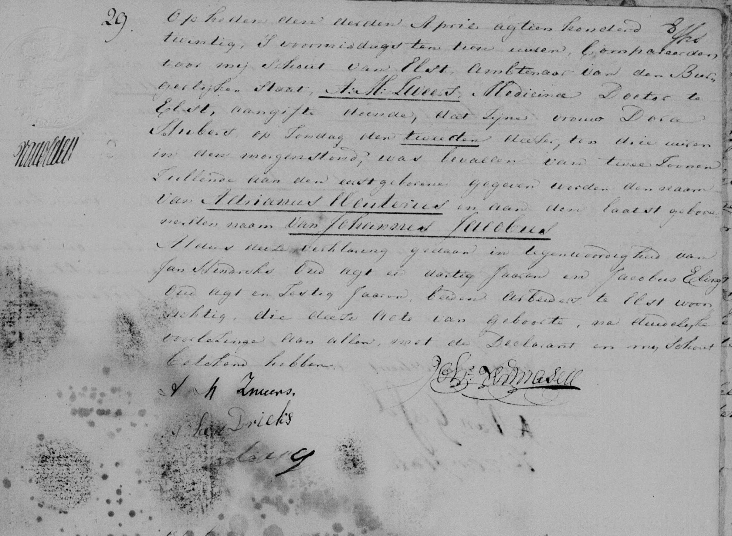 Klik voor foto in apart venster geboorteaktenr_____29_1820_elst_adrianus_wouterus_zweers_en_johannes_jacobus_zweers.jpg
