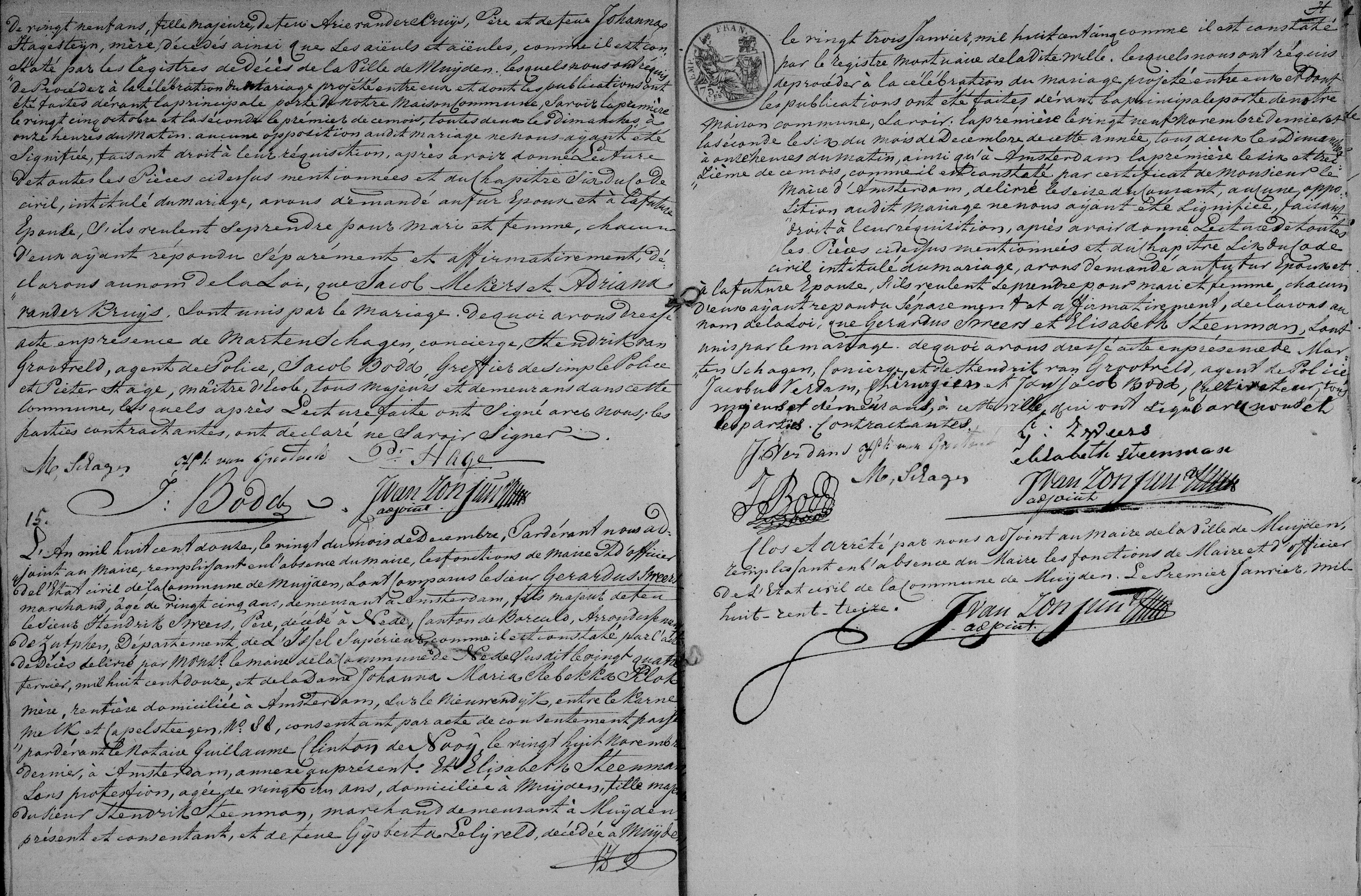 Klik voor foto in apart venster huwelijksaktenr_____15_1812_muiden_gerardus_sweers_en_elisabeth_steenman.jpg